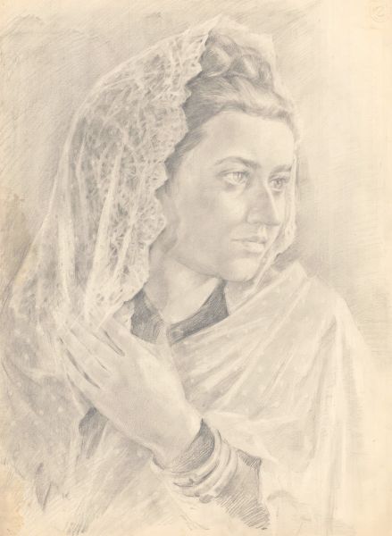Портрет женщины в кружевной накидке.
